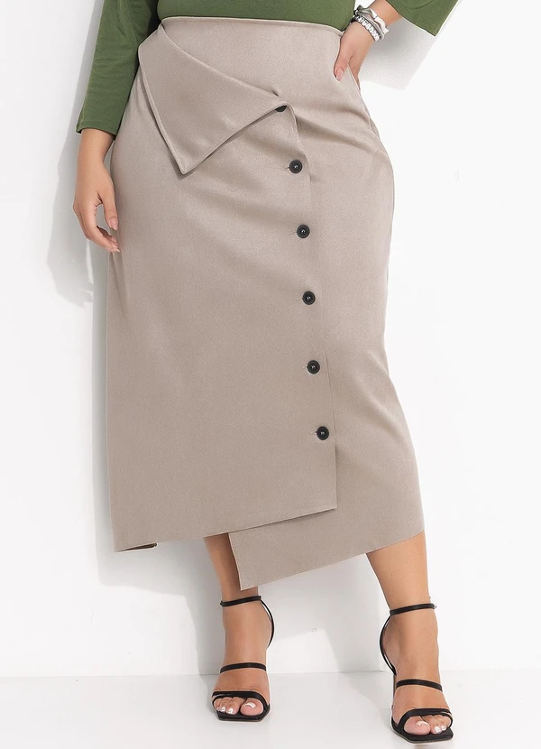 Quintess - Saia Cinza em Malha Suede 10