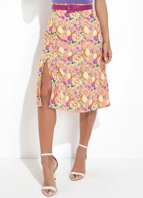 Moda Pop - Saia Cítrico - Frutas em Malha