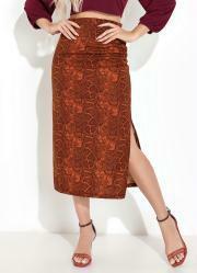 Saia Cobra Laranja com Franzido e Fenda