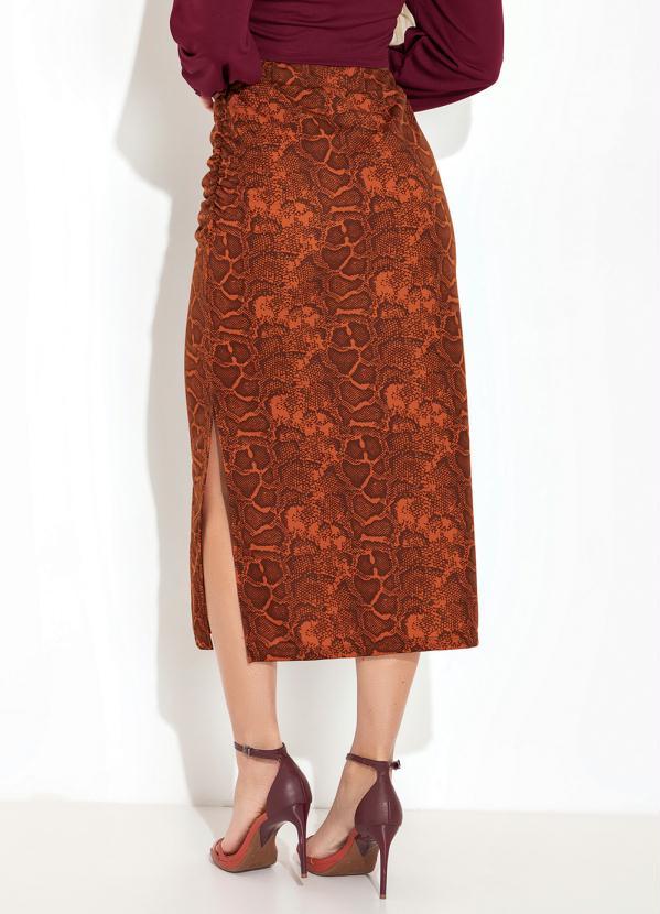 Moda Pop - Saia Cobra Laranja com Franzido e Fenda 2