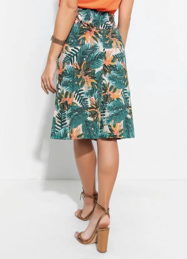 Queima Estoque - Saia com Amarração Folhas Verde 2