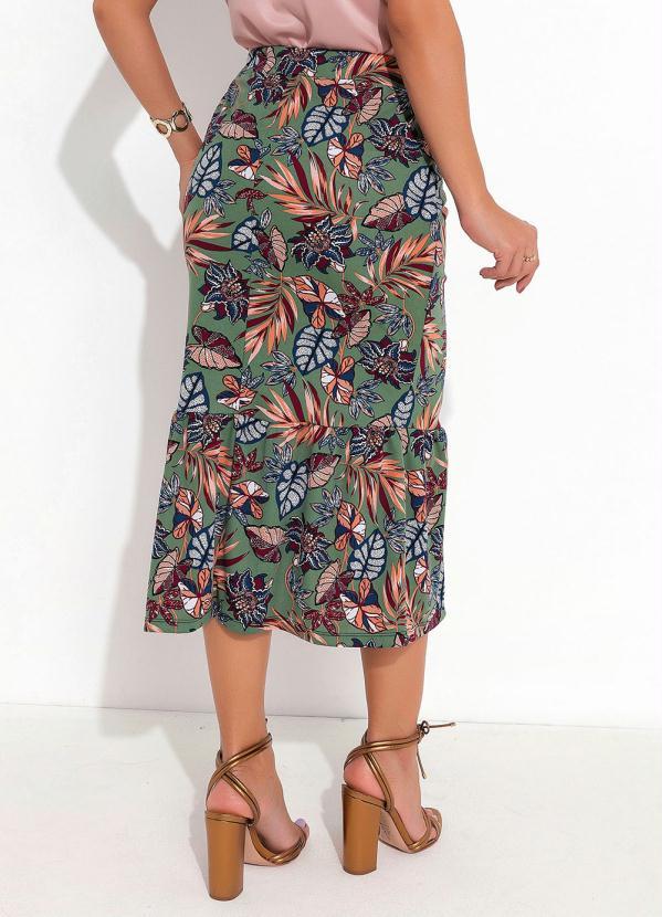 Outlet - Saia com Babado Folhas Verde 2