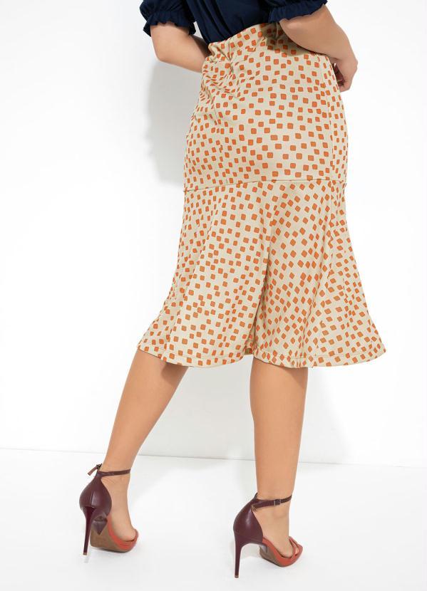 Queima Estoque - Saia com Babado Geométrica Bege 2