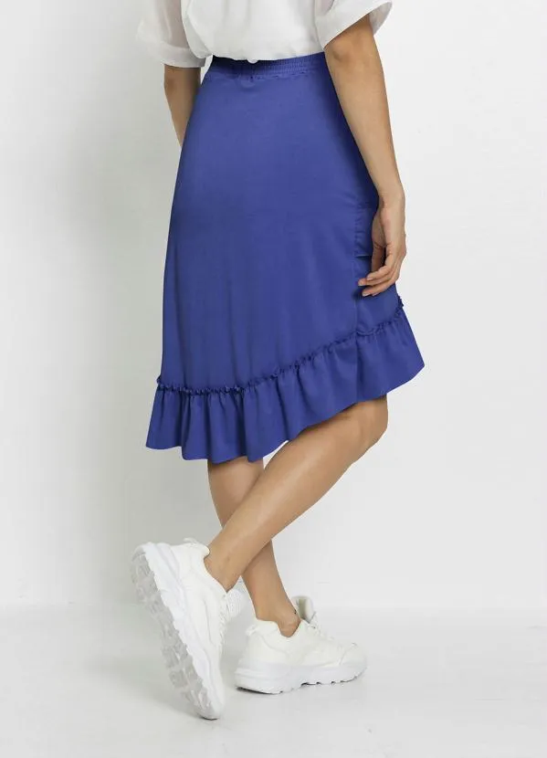 Queima Estoque - Saia com Babados Assimétrica Azul 2