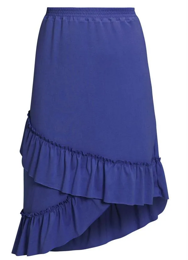 Queima Estoque - Saia com Babados Assimétrica Azul 5
