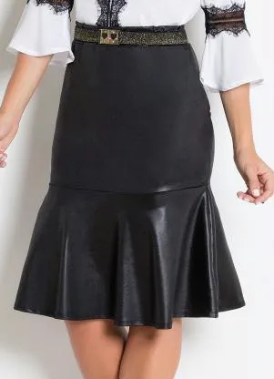 Saia com Babados em Cirrê Preta Rosalie - Main Image