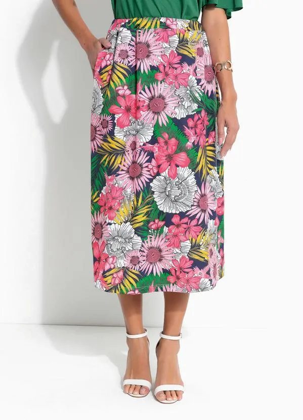Outlet - Saia com Bolsos Floral Color