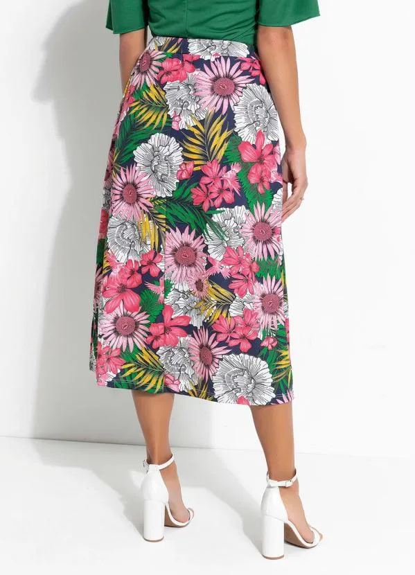 Queima Estoque - Saia com Bolsos Floral Color 2