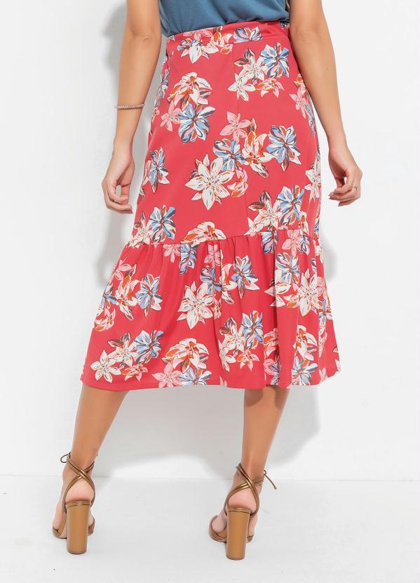 Outlet - Saia com Botões Floral Coral 2