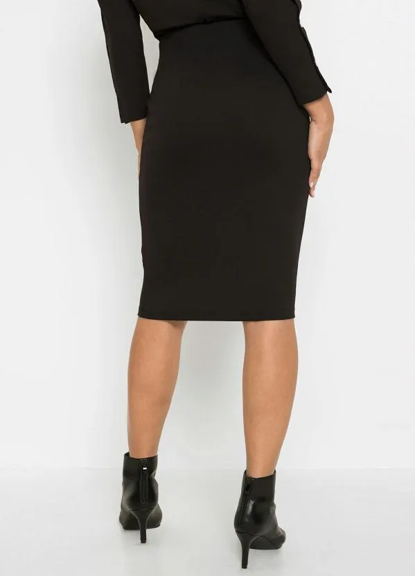 bonprix - Saia com Botões Preta 2