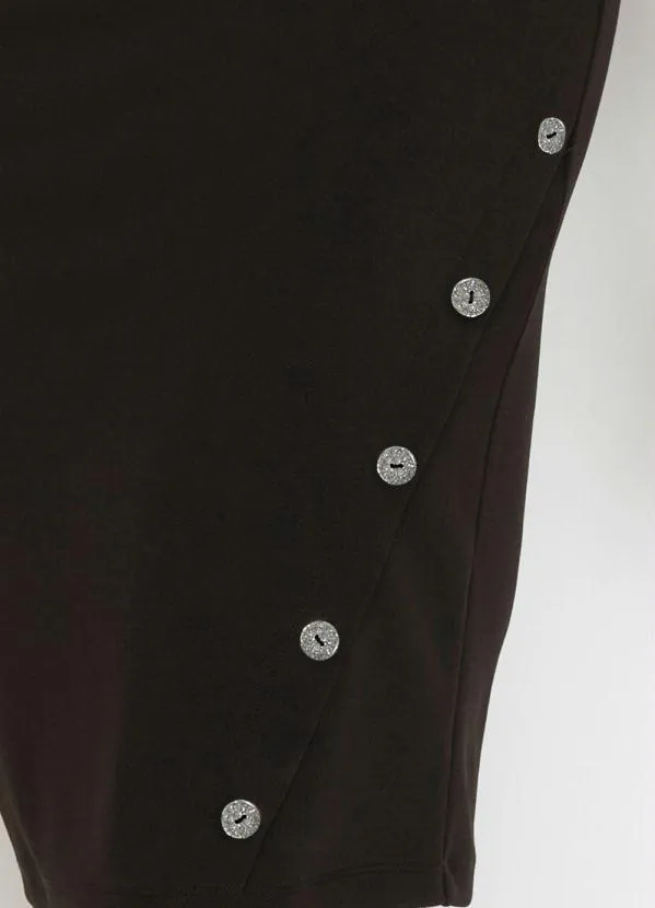 bonprix - Saia com Botões Preta