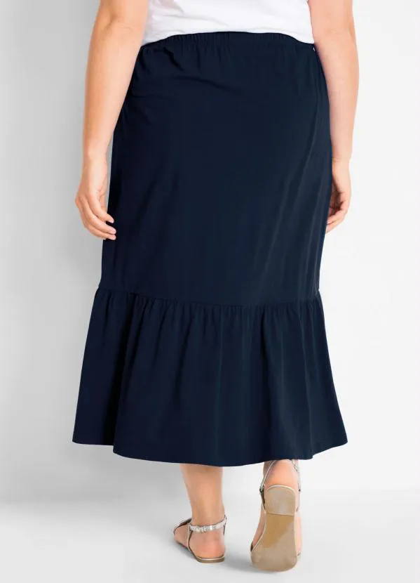 bonprix - Saia com Cordão e Babado Azul Marinho 8