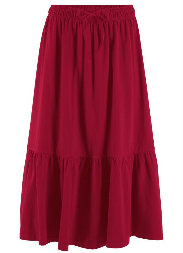 bonprix - Saia com Cordão e Babado Vermelha 5