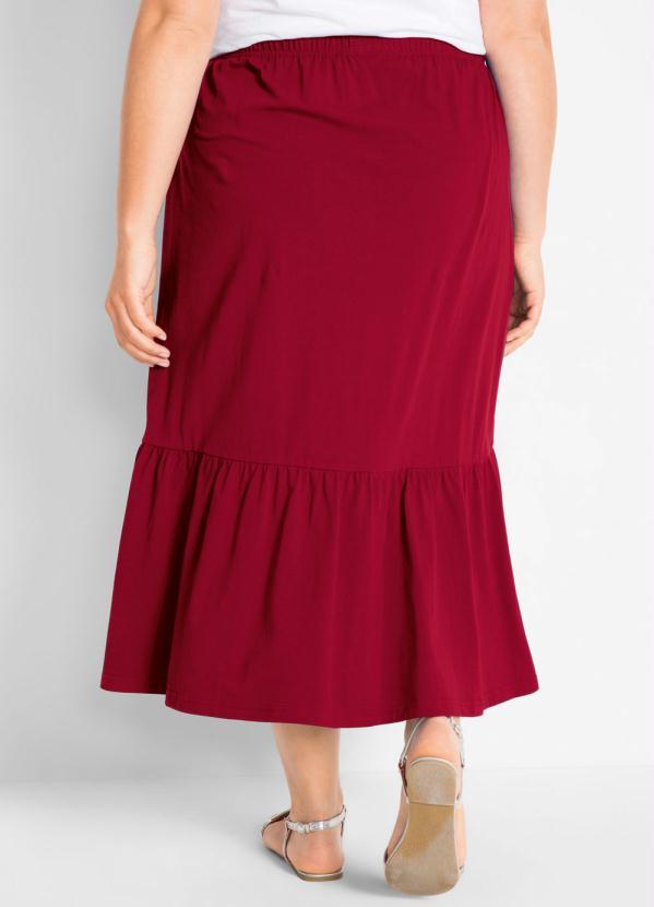 bonprix - Saia com Cordão e Babado Vermelha 7