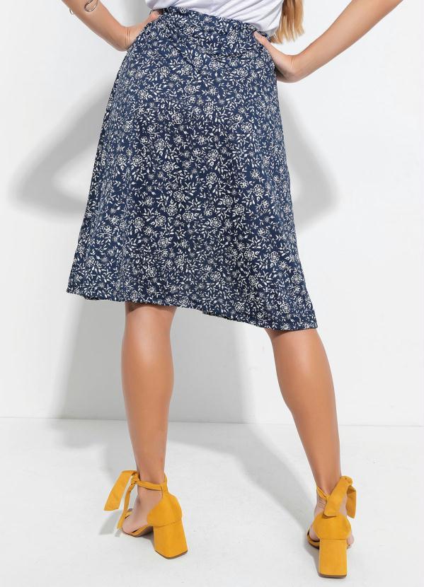 Outlet - Saia com Cordel Floral Marinho Moda Evangélica 2