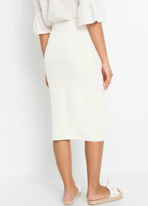 bonprix - Saia com Drapeado Off White 2