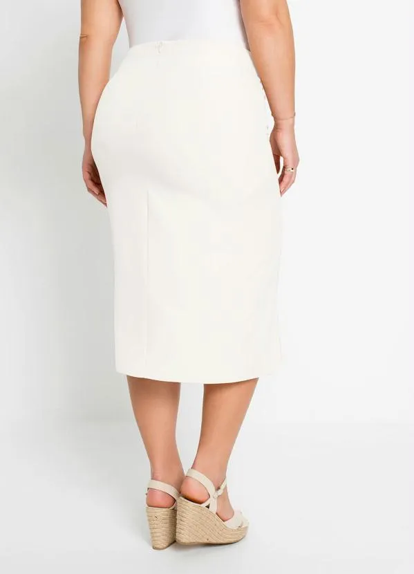 bonprix - Saia com Drapeado Off White 9