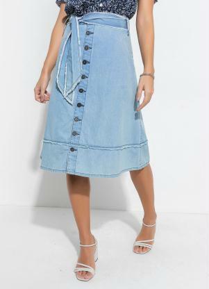 Saia com Faixa (Jeans Claro) Moda Evanglica