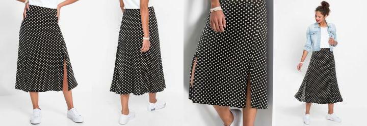 Saia com Fendas Midi Po Preto