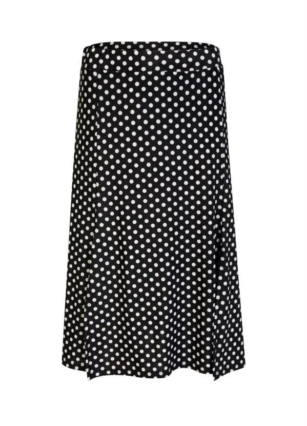 bonprix - Saia com Fendas Midi Poá Preto 11