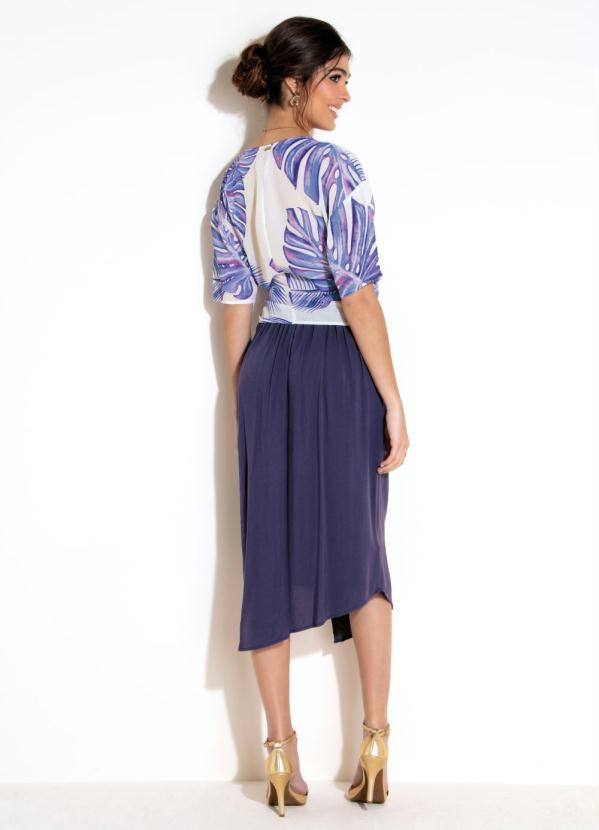 Quintess - Saia com Recorte e Assimetria Marinho 10