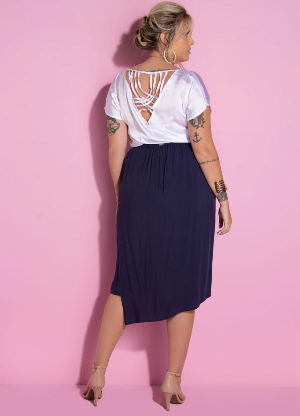 Quintess - Saia com Recorte e Assimetria Marinho 4