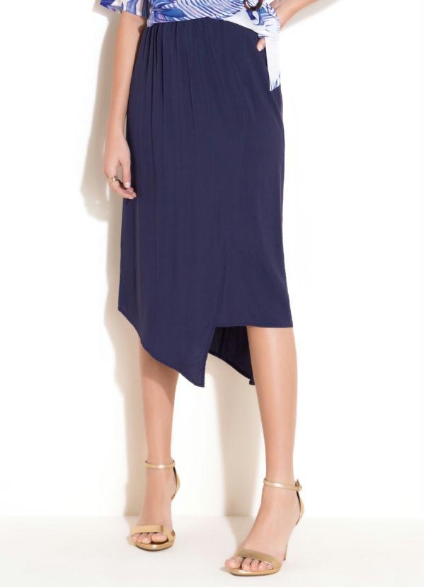 Quintess - Saia com Recorte e Assimetria Marinho 5