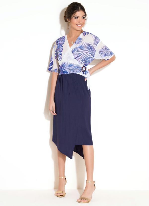 Quintess - Saia com Recorte e Assimetria Marinho 9