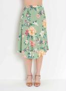 SAIA COM RECORTE (FLORAL VERDE) MODA EVANGLICA