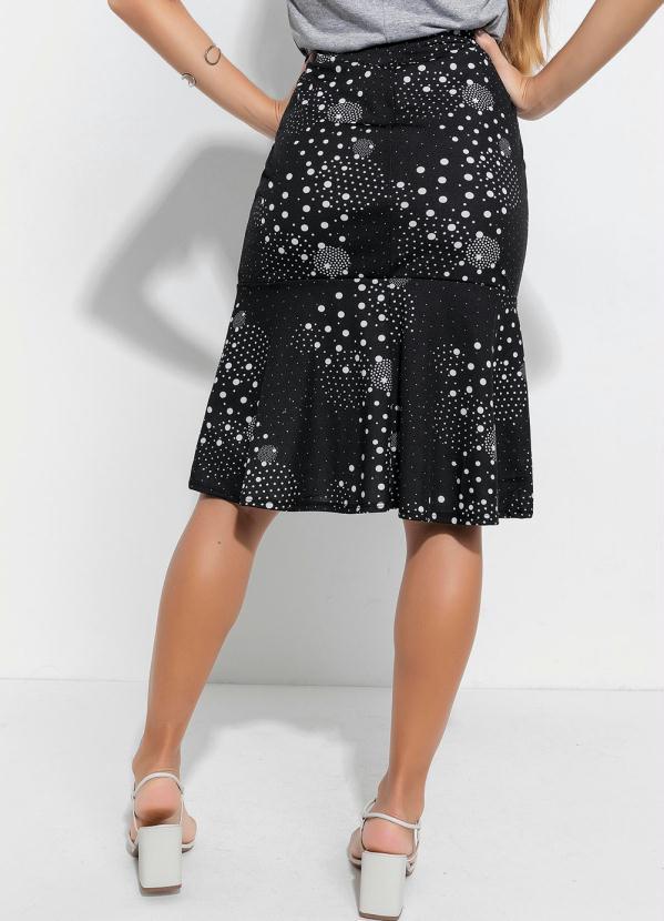 Queima Estoque - Saia com Recortes Poá Preta Moda Evangélica 2