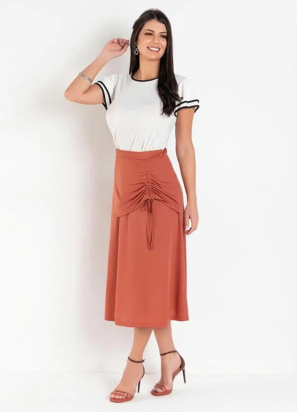 Rosalie - Saia com Sobreposição Ferrugem 3