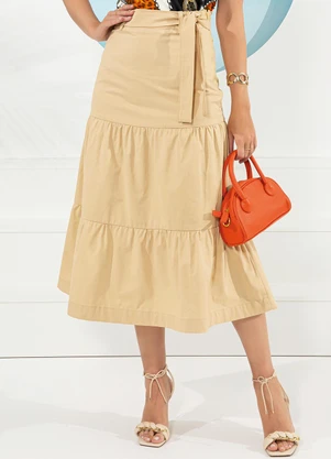 Rosalie - Saia Creme em Sarja - ROSALIE