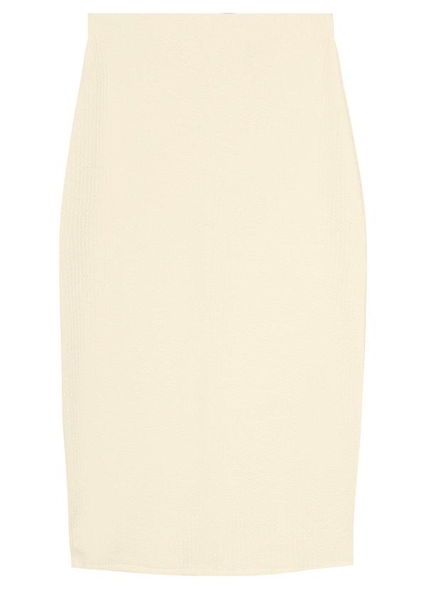Malwee - Saia Creme Mídi Reta Texturizada 3
