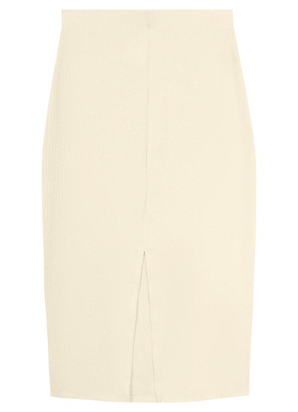 Malwee - Saia Creme Mídi Reta Texturizada 4