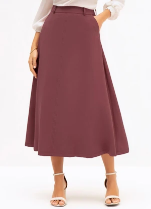 Principessa - Saia de Alfaiataria em Viscose Maxi Vermelho Terracota Gislayne - PRINCIPESSA