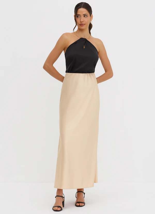 Principessa - Saia de Alfaiataria Longa Bege Meire 3