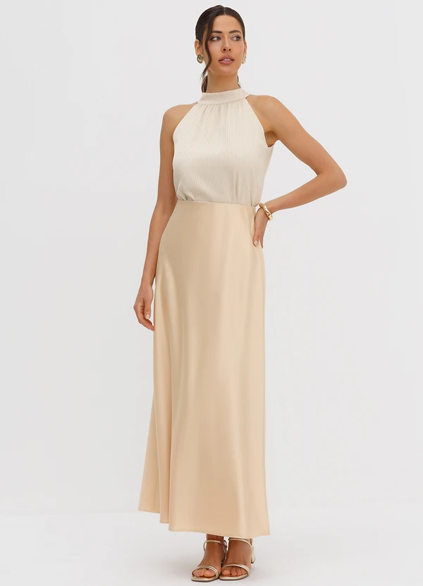 Principessa - Saia de Alfaiataria Longa Bege Meire 5