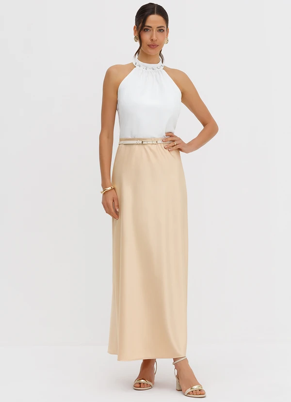 Principessa - Saia de Alfaiataria Longa Bege Meire 6