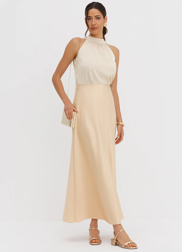 Principessa - Saia de Alfaiataria Longa Bege Meire 7