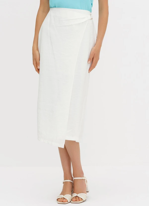 Principessa - Saia de Alfaiataria Longuete Off White Mara