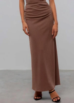 Carlota Costa - Saia de Malha Marrom - CARLOTA COSTA