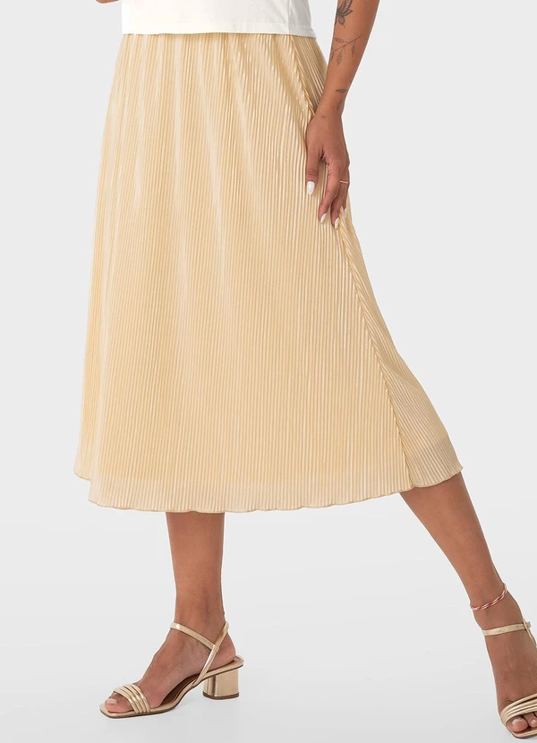 Midi Acetinada Saias Midi Mango Saia Dourada Midi Evasê Plissada