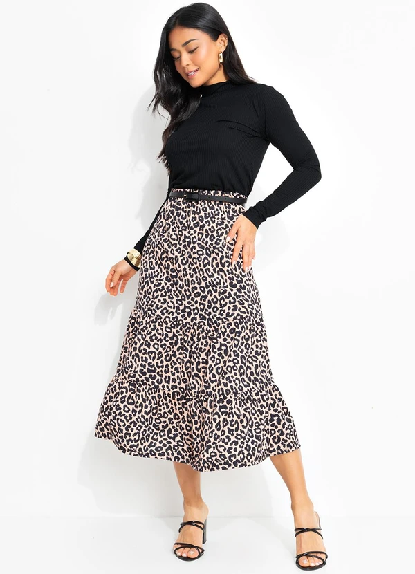 Rosalie - Saia em Camadas Onça Preta 3