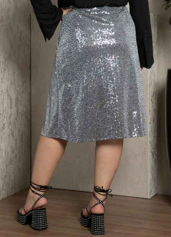 Quintess - Saia em Paetê Cinza com Fenda 7