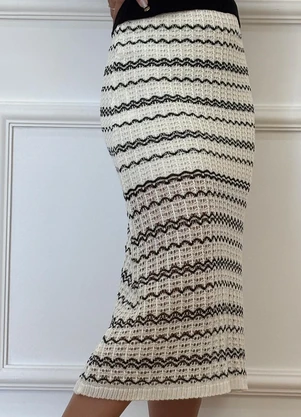 Doce Tom - Saia em Tricot Listrado Curta Off - DOCE TOM