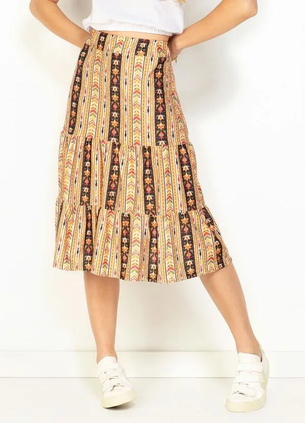 Moda Pop - Saia Étnica com Babados