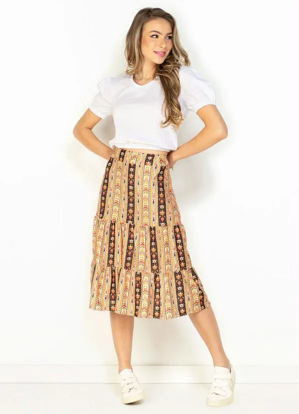 Moda Pop - Saia Étnica com Babados 4