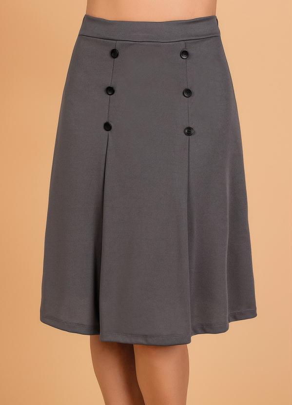 Outlet - Saia Evasê Cinza Moda Evangélica com Botões 8