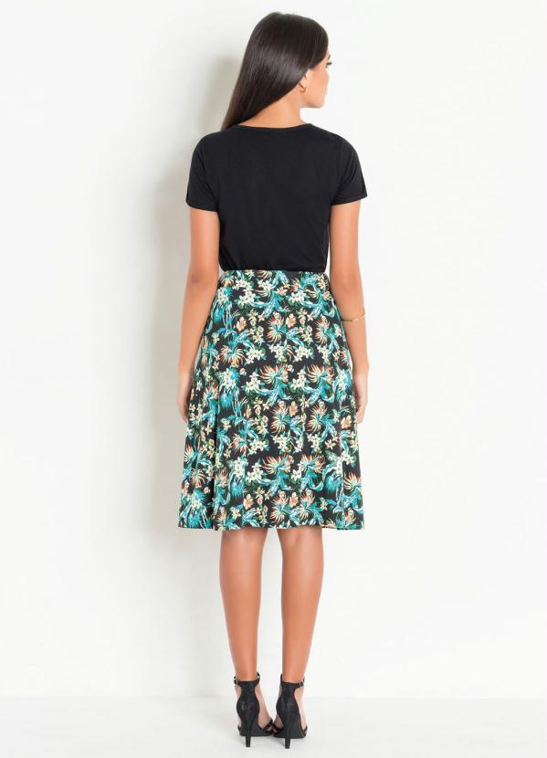 Outlet - Saia Evasê com Bolso Estampada Moda Evangélica 4