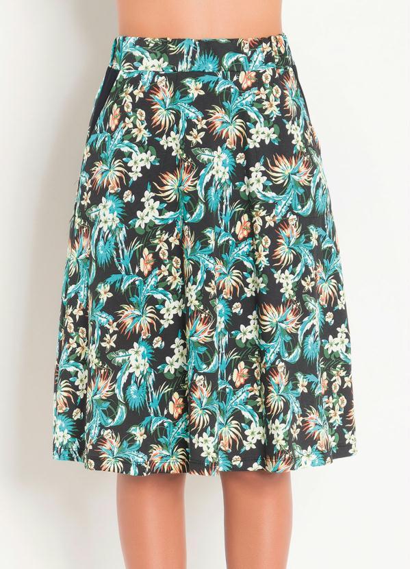 Outlet - Saia Evasê com Bolso Estampada Moda Evangélica 5